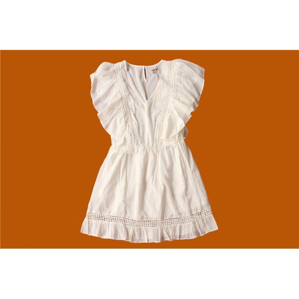 Buy Cute Simple Princess Collar Ladies White Casual Dresses 68% Rayon 32% Polyeser at wholesale prices