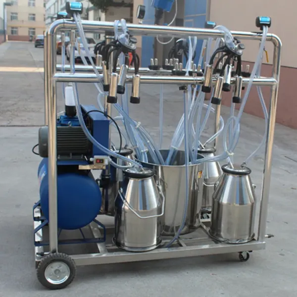 Four Bucket Mobile Vacuum Pump Milking Machine with 60:40 Pulsation Ratio and 380V-50Hz Power for Cows