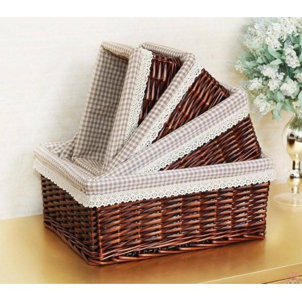 Buy Hand Woven Decoration Organizer Rattan Willow Wicker Cutlery Fruit Storage Tray Home Decoractions Win Boxes basket at wholesale prices