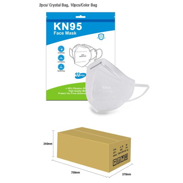 White Color Anti Virus KN95 Face Mask FFP2 5 Layers 95% Efficiency Easy Degradation