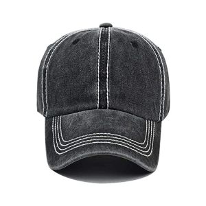 Plain Distressed Washed Black Dad Baseball Trucker Cap
