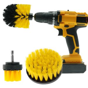 Quality Yellow Drill Powered Scrubbing Brush Attachment Medium Bristle Easy Change for sale