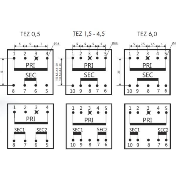 0.5-50VA 24-500V 50 / 60Hz TEZ SMPS Flyback Transformer With Zakres Mocy