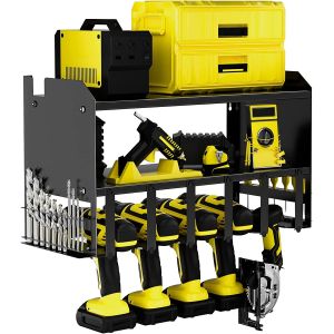 3 Tiers Power Tool Storage Rack Wall Mount Utility Shelf Organizer for Cordless Drill