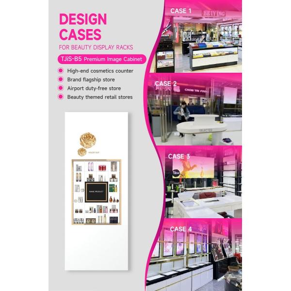 TJiS-B5 Milky-White Acrylic Light Box Skincare Display Cabinet with Transparent Shelves