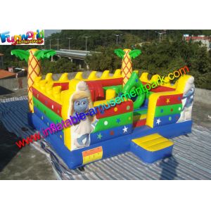 China Popular Inflatable Smurfs Bounce House , Jumping Bouncer With Obstacle Inside on sale