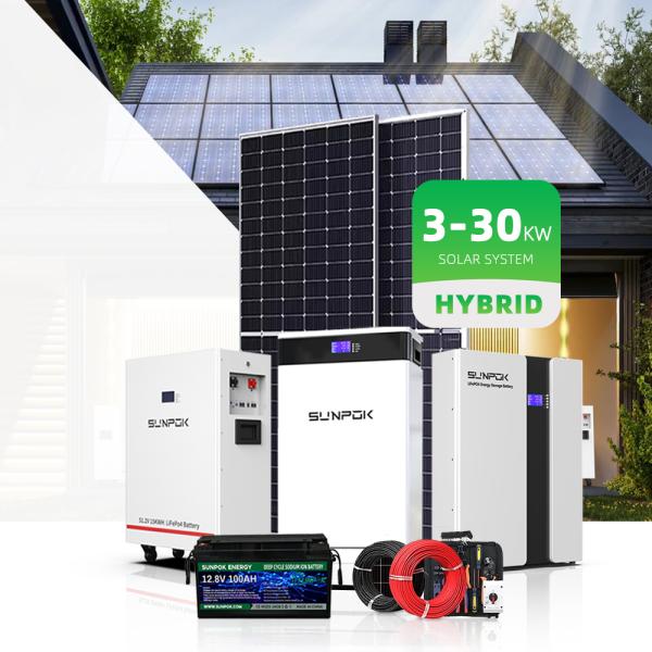 Buy Hybrid Solar Power Kit Off-Grid 5KW 10KW 20KW 10000W Monocrystalline Silicon Solar Panel MPPT Controller Lithium Ion at wholesale prices