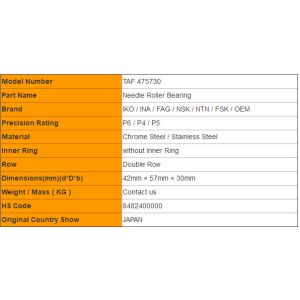 TAF 475730 IKO Radial Needle Roller Bearings 42mm × 57mm × 30mm