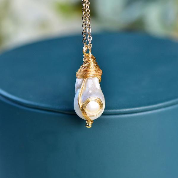 Buy New Trendy Natural Pearl Necklace For Women Copper Natural Baroque Pearl Necklace Jewelry Party Wedding Choker Necklace at wholesale prices