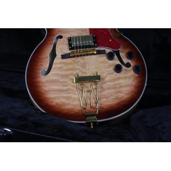 Top Quality Stock Full Hollow Body 41'' Electric Guitar Small Gold Hardware Black Color