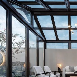 Smooth Surface Greenhouse For Office Buildings Villa Winter Garden Three Season