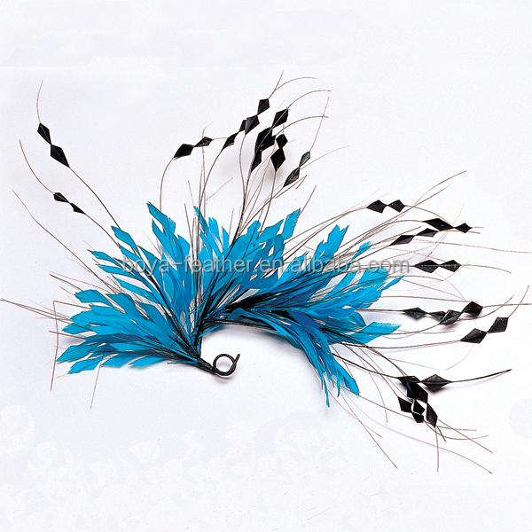 15*30 cm Millinery Supplies Goose Feather Flower Mount with Wire Accessory Dyed Pattern