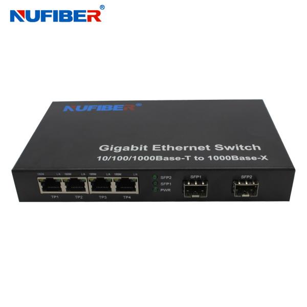 10/100/1000M 4-port Rj45+2 SFP port Fiber Optic Ethernet Switch Media converter