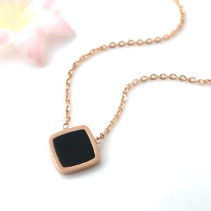 Black shell necklace, Stainless Steel Jewelry, Rhombus Shape Necklace women