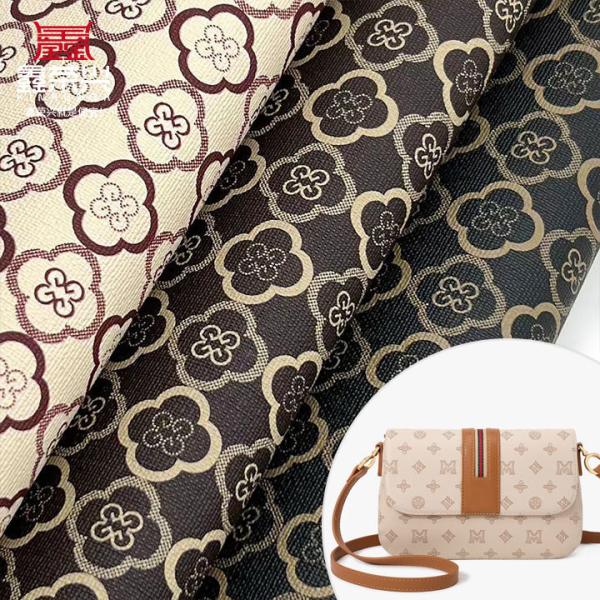 Buy Pvc Four Leaf Clover Printed Style Synthetic Artificial Leather for Bag Packaging Notebook Phone Shell Faux Leather Fabric at wholesale prices
