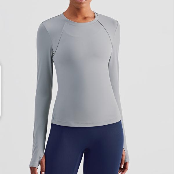 Buy Long Sleeve Crew Neck Women Equestrian Tops Running Fitness Breathable at wholesale prices