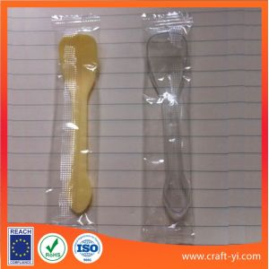 China individual package small plastic spoon for ice cream or jelly in transparent or yellow color on sale