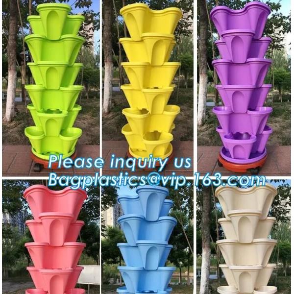 Buy strawberry vertical stackable planter plastic garden pots flower pot,PP material Mini plastic succulent pot for home gar at wholesale prices