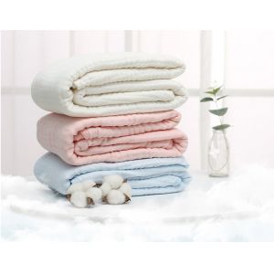 Fastness Dyeing Blue 58''Cotton Bubble Gauze Fabric By The Yard Antibacterial