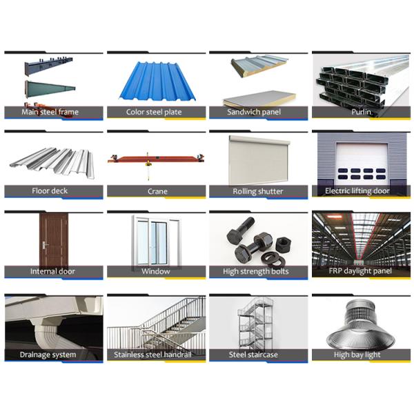 Strong Prefabricated Steel Structure Portal Frame Galvanized Steel Building