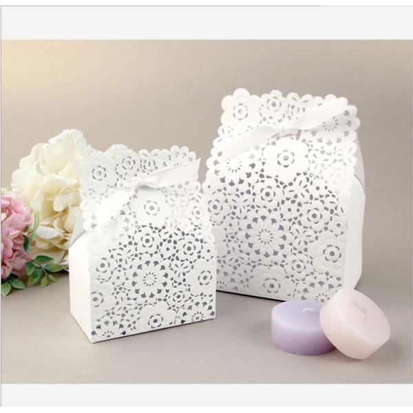 Hollow Luxurious Wedding Candy Box , White Personalized Candy Boxes
