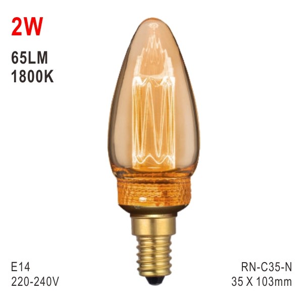 Buy 2W E14 LED C35 Bulb, Deco Light, Fashionable Glass Bulb, Warm White Lamp, LED Candle at wholesale prices