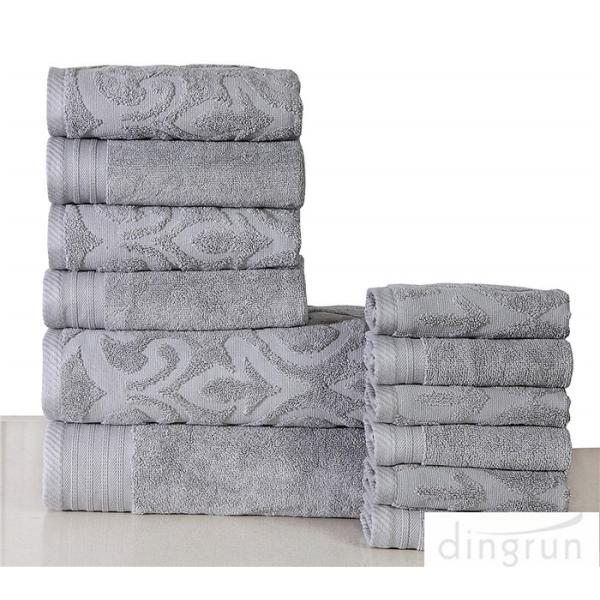 Buy Luxury Absorbent Super Soft Cotton Solid Jacquard Bath Towel Set at wholesale prices
