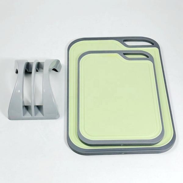 Square Plastic Chopping Board Set of 3 with Non-Slip Feet and Deep Drip Juice Groove