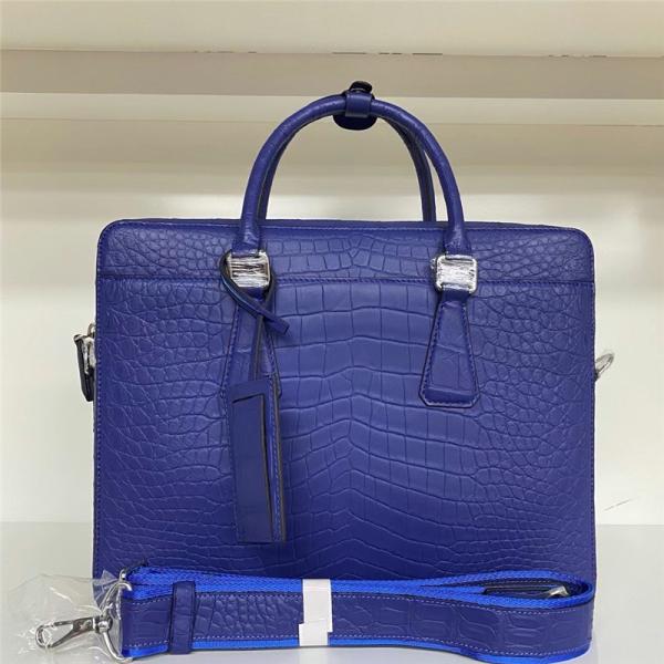 Authentic Crocodile Belly Skin Matt Finish Navy Blue Businessmen Briefcase Purse Genuine Alligator Leather Male Handbag