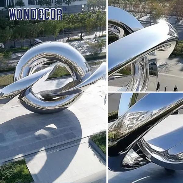 Abstract Stainless Steel Ring Sculpture of Modern City Street Architecture