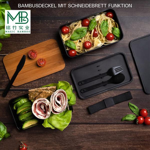 Hot selling double layer Japanese bento box with bamboo lid for students