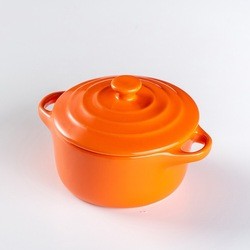 Anti Scald Baking Ceramic Oven Bowl With Lid Double Ear Multifunctional