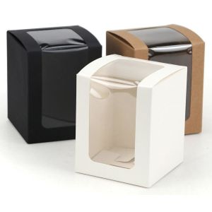 Custom Small Transparent Display Box Kraft Paper White Cardboard Packaging For