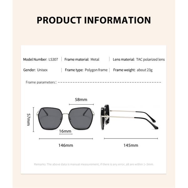 Large Metal Frame Sunglasses Unisex Polycarbonate Lens 23g OEM