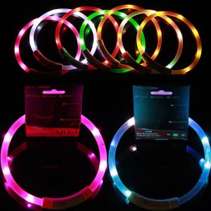 Silicone Waterproof LED Dog Collars Customized USB Rechargeable Dog Collars