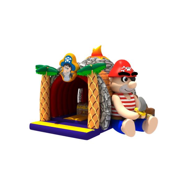 Buy Volcano Printing Pirate Themed Kids Inflatable Bounce House With Slide at wholesale prices