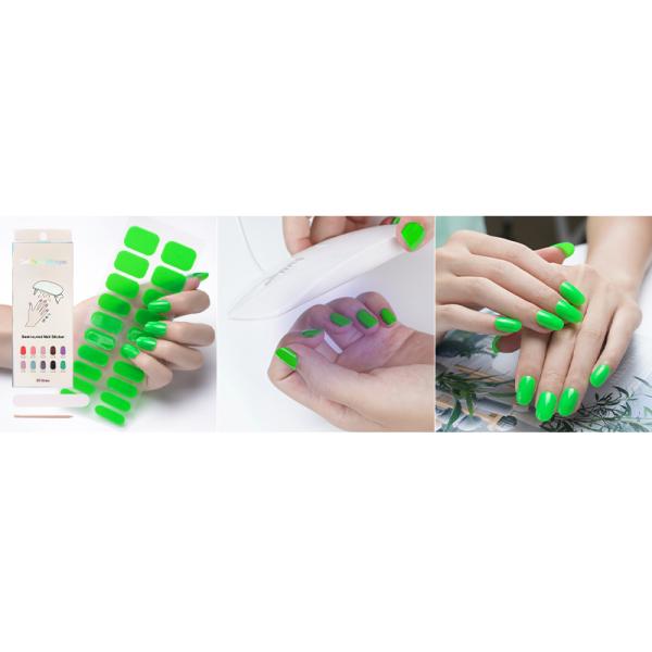 OEM ODM Nail Paint Solid Color Strips with Designs Custom Semi Cured Gel Polish Wraps