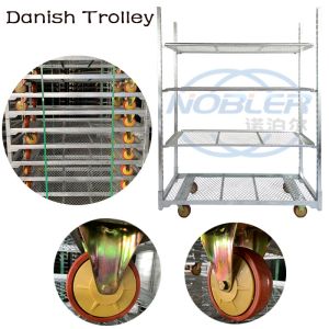 China Assembly Required Danish Trolly Flower With 4 Wheels 50kg Capacity on sale