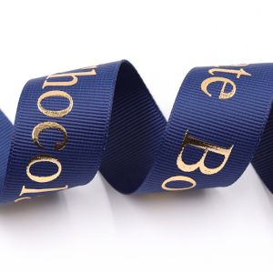 Foil Print Grosgrain Ribbon Custom With Emboss Logo