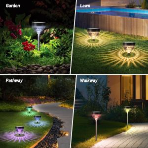 RGB LED Light IP65 Outdoor Waterproof Solar Stake Light With Auto On/Off And 15