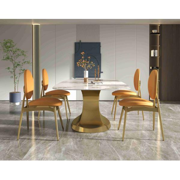 201 Stainless Steel Gold Collection luxury dining table 6 seater Shaped Base Living Room