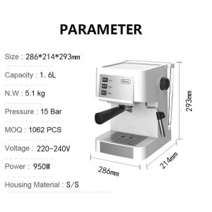 1.6L Stainless Steel Portable Espresso Machine Ground Coffee