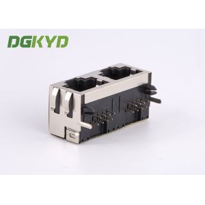 KRJ - 56S8P8C1X2ENL Metal Shielded 2 Port Rj45 Female Jack No LEDS Tab Up