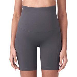 8" High Waisted Yoga Shorts With Pockets 250gsm Over The Belly Bump Pants