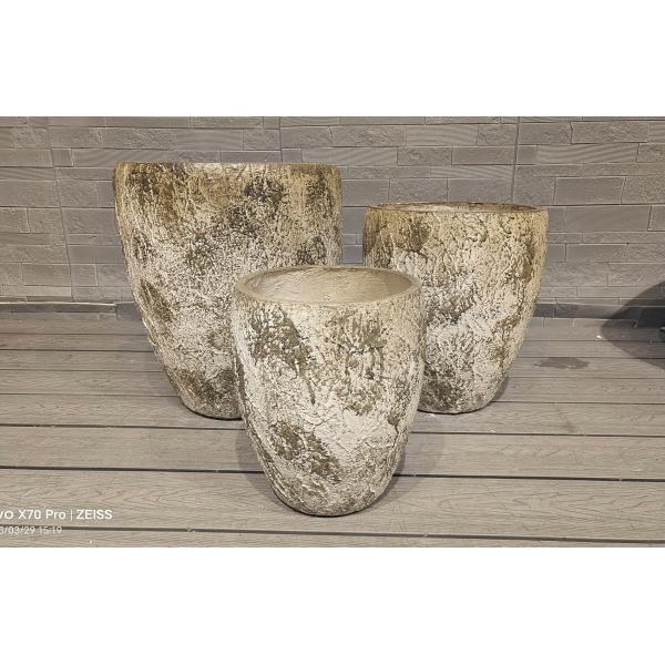 Tall Earthy Tone Round Fiber Clay Lightweight Durable Rooftop Garden Pot