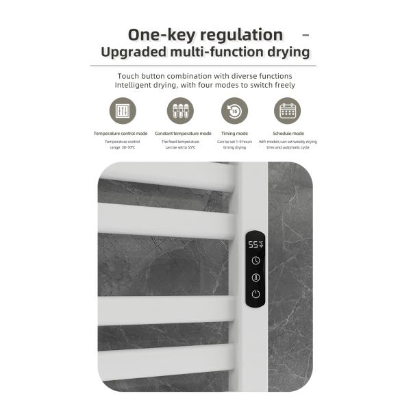 Water and Electric Heated Dual Towel Rail Rack for Wall Mounted Bathroom Installation