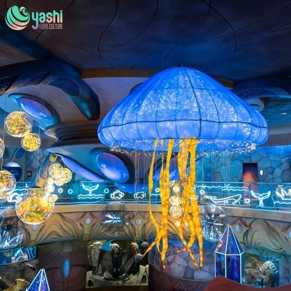 Buy Iron  silk and cloth luminous jellyfish-shaped lanterns for holiday parties at wholesale prices