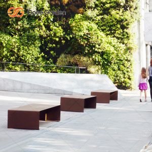 1800mmx510mm Outdoor Metal Furniture Corten Steel Bench For Public Spaces