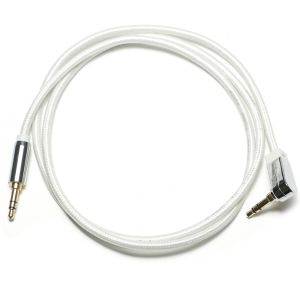 White AUX Digital Audio SPDIF Cable 90° 3.5mm Knited rope Plated Aluminum Alloy
