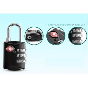 Zinc Alloy TSA 3-digital travel lock& black Tsa Luggage Lock& 59g Tsa Bag Number